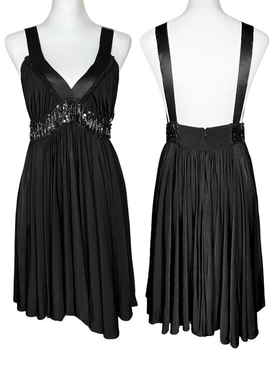 bebe Dresses & Skirts - 90s Y2K Vintage Bebe Backless Black Midi Dress. S/M. Cocktail Party Beaded Prom